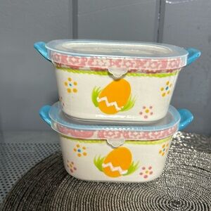 Lot of 2 Temptations 10oz Easter Covered Dishes